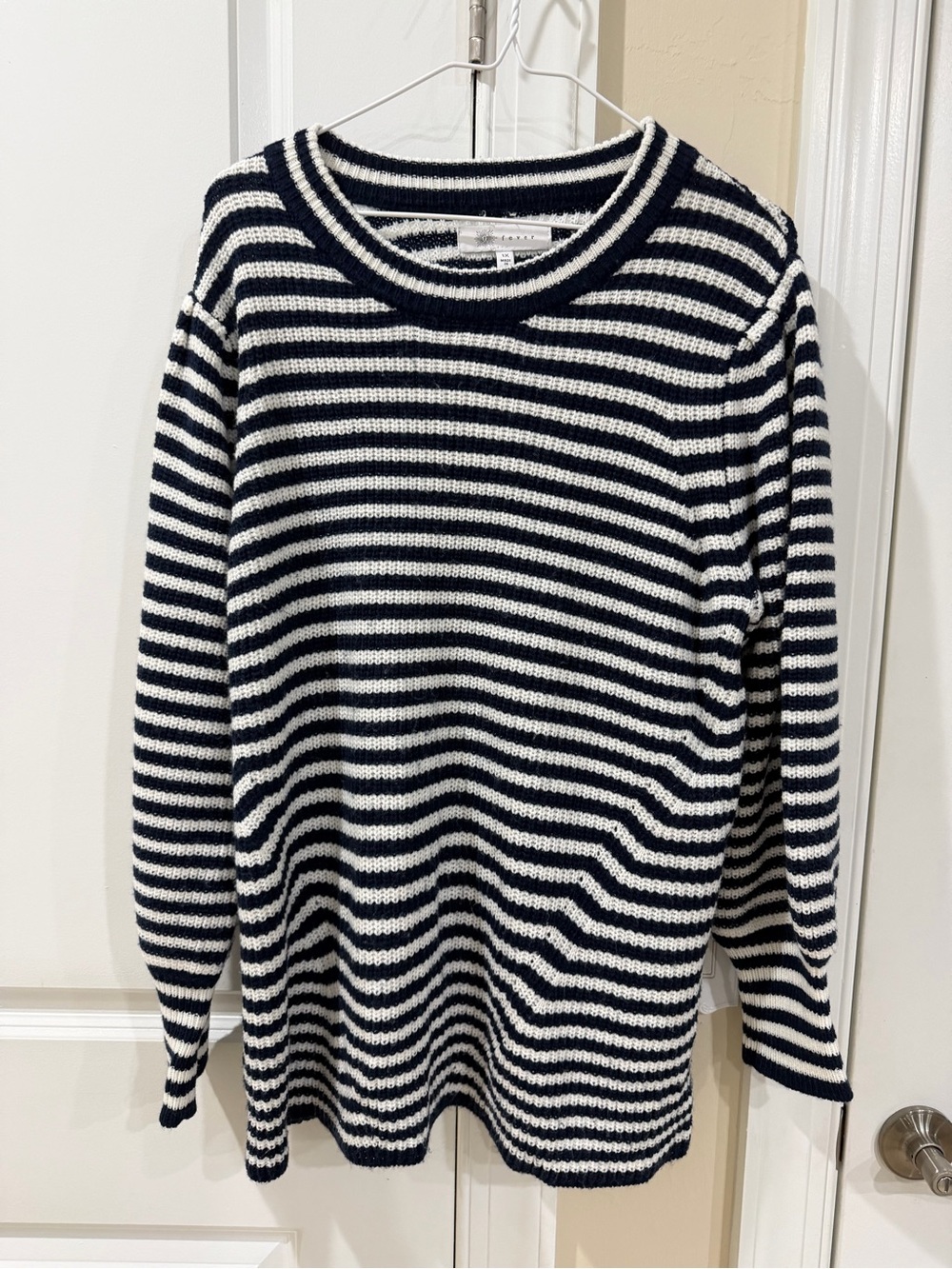Fever Blue and White Striped Crewneck Sweater 1X